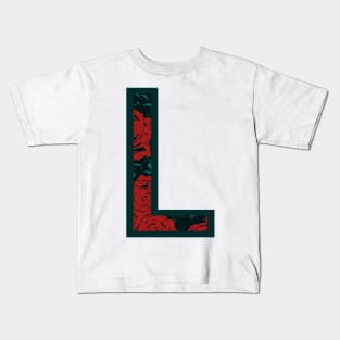 Modern Rose Floral Initial Name Alphabet - Letter L Kids T-Shirt